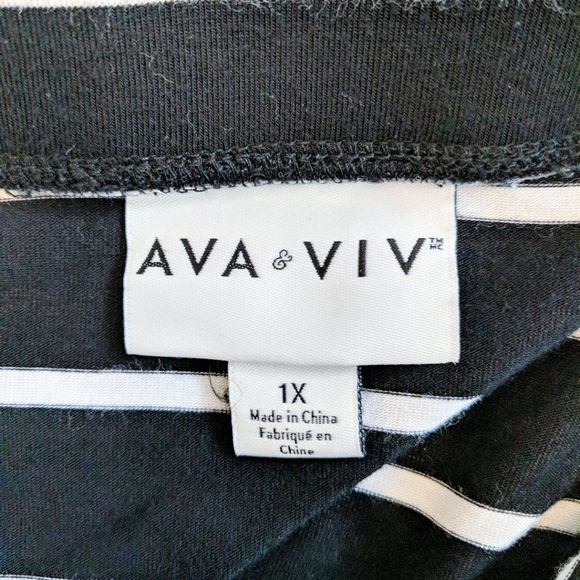 AVA AND VIV Black and White Striped A- Line Skirt - Picture 4 of 4